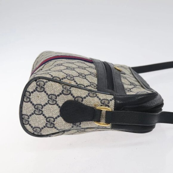 GUCCI GG Supreme Sherry Line Shoulder Bag PVC Navy Gold 14 02 005 Auth BA1764 - Picture 4 of 15